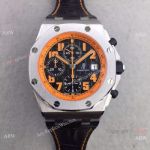 Swiss 3126 Audemars Piguet Clone Watch Orange Inner Bezel Leather Strap